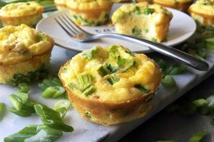 Go Green for Breakfast: Mini Green Onion Frittatas with Peas and Feta