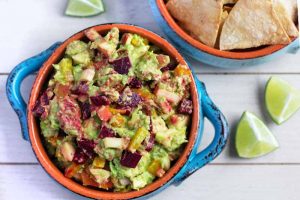 Rainbow Guacamole with Beets and Apples
