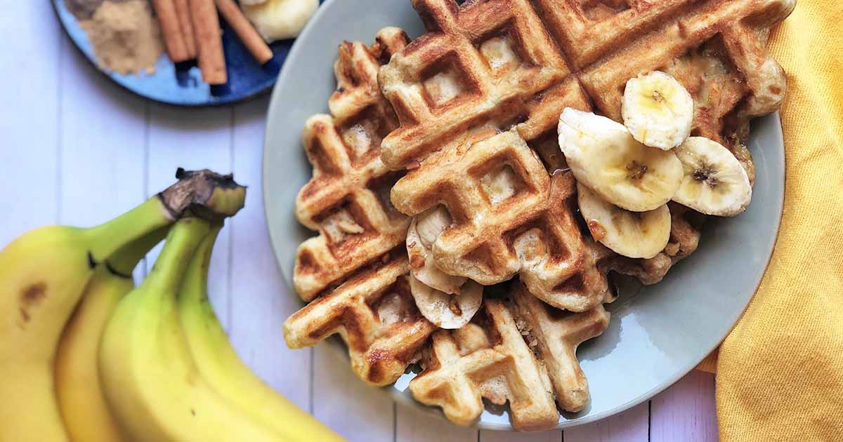 Easy Banana Belgian Waffle Recipe- Crispy, Buttery, Nom.