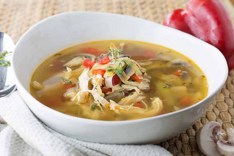 Mushroom, Leek, and Red Pepper Chicken Soup Recipe | Foodal