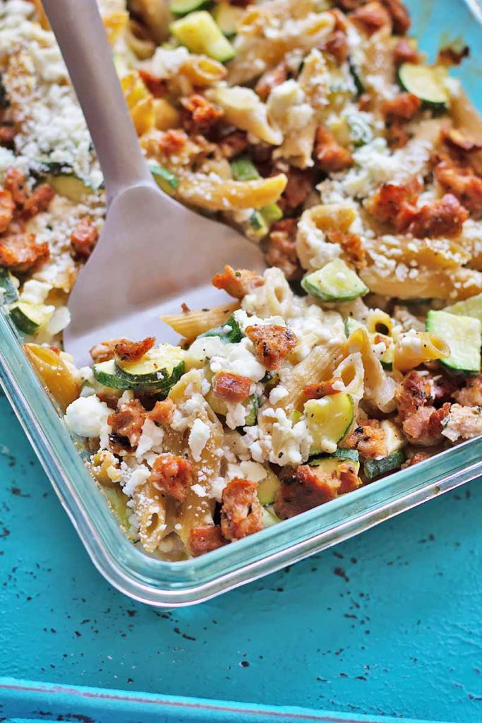 Baked Penne with Sausage, Zucchini, and Feta Recipe | Foodal