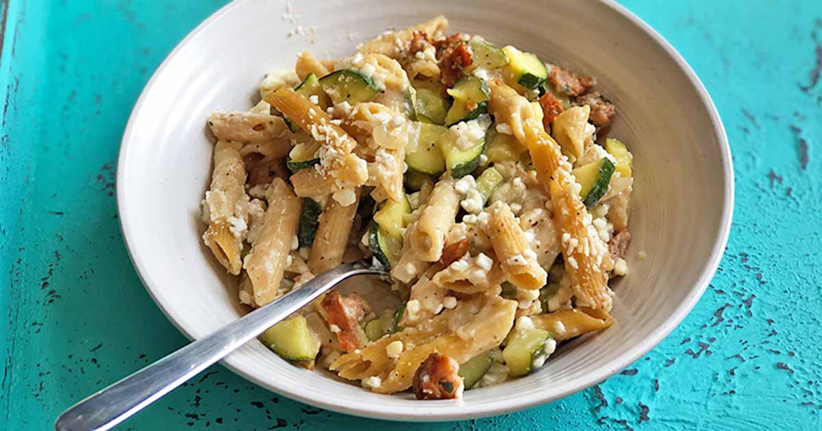 Baked Penne with Sausage, Zucchini, and Feta Recipe | Foodal