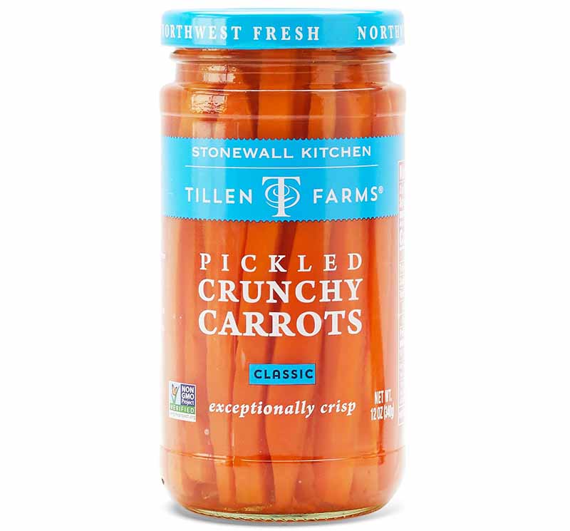 Image of a jar of Tillen Farms pickled crunchy carrots.