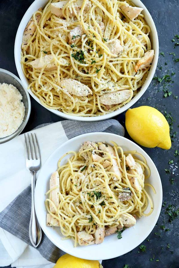 30-Minute Lemony Pasta with Grilled Chicken Recipe | Foodal