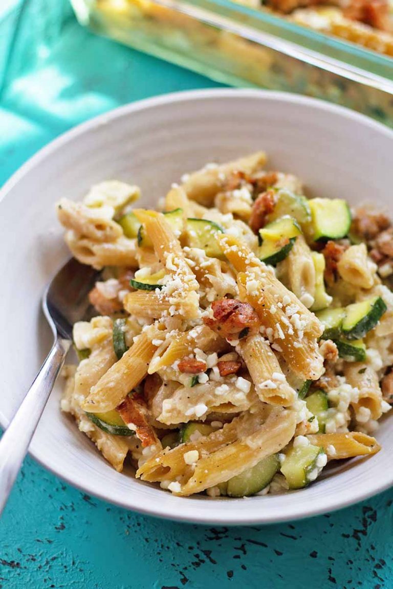 Baked Penne with Sausage, Zucchini, and Feta Recipe | Foodal