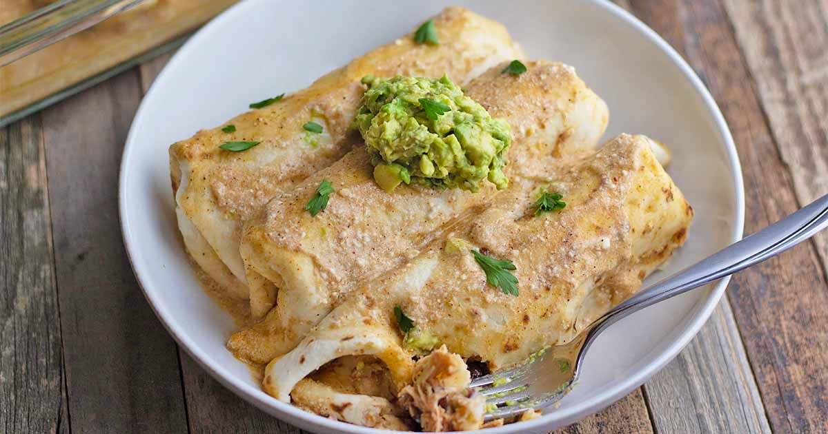 Chicken Chimichangas with Enchilada Sauce No chopping. No slicing. No knife  required!