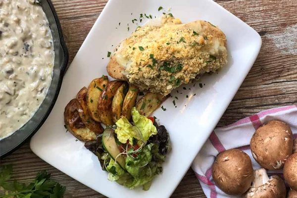 Baked Chicken with Creamy Mushroom Sauce Recipe | Foodal