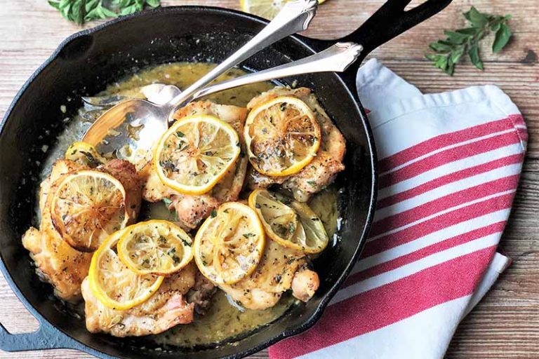 Chicken Thighs with Lemon Slices & Wine Sauce | Foodal