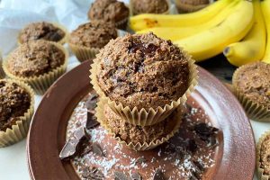 Sprouted Wheat Coconut Cocoa Banana Muffins