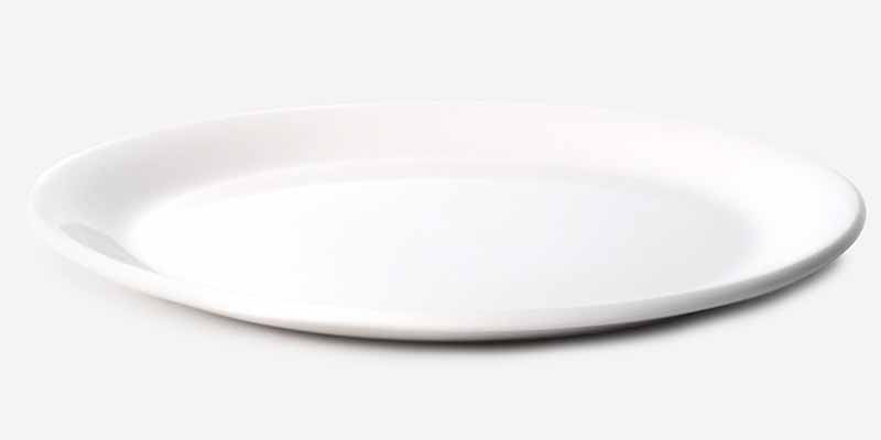 Horizontal image of a plain white dish