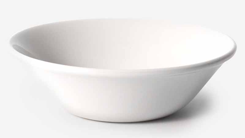 Horizontal image of a small white bowl.
