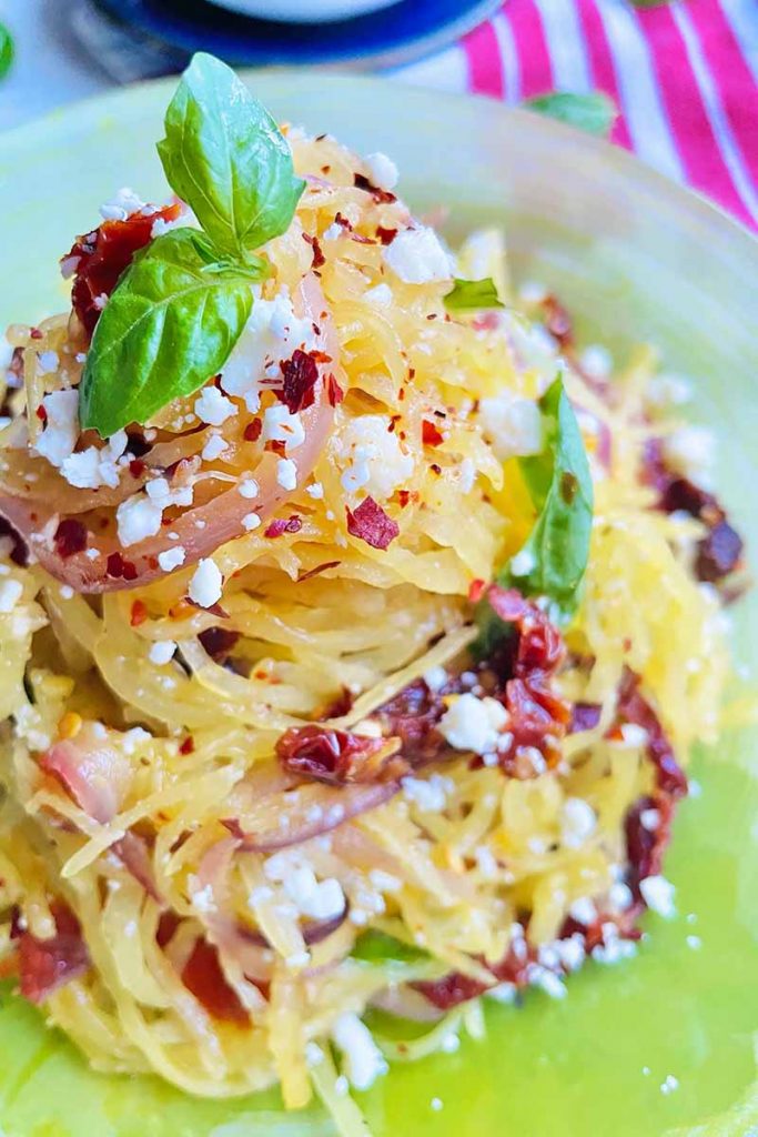 Spaghetti Squash with Sun-Dried Tomatoes and Feta Recipe | Foodal
