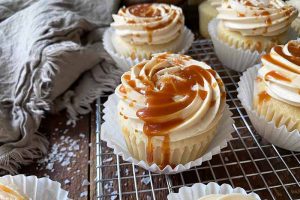 Vanilla Muffin Cupcakes with Salted Caramel Frosting