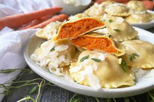 Roasted Carrot Ravioli in Thyme Brown Butter