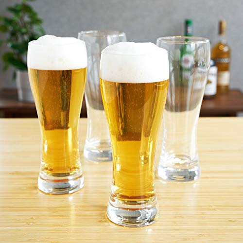 16 Ounce Craft Beer Glasses, Set of 6 Narrow Base Stout Beer Glasses - Flared, Dishwasher Safe, Clear Crystal Glass Crystal Beer Glasses, Lead Free, F