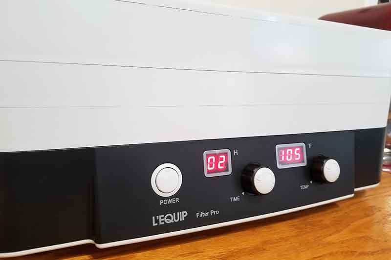 Horizontal image of the front screen of the L'Equip Food Dehydrator.