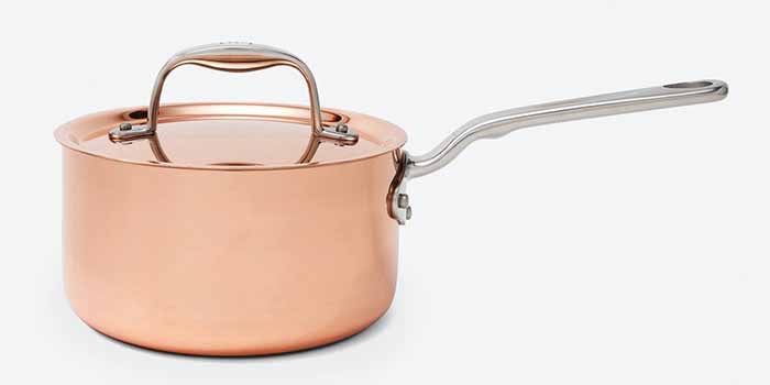 Image of copper cookware for sauce.