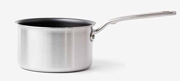 Image of a metal saucepan with a nonstick lining.