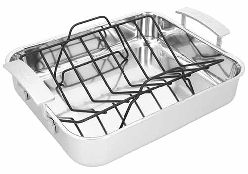 Image of the Demeyere 5-Ply Stainless Steel Pan with rack insert.