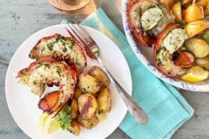 Grilled Lobster Tails with Herbed Butter and Baby Potatoes
