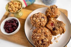 Vegan Oat Muffins with Dried Fruit and Nuts