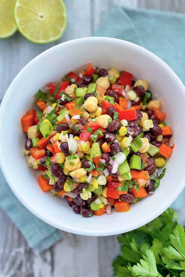 Chickpea Black Bean Salad with Bell Peppers and Corn Recipe | Foodal