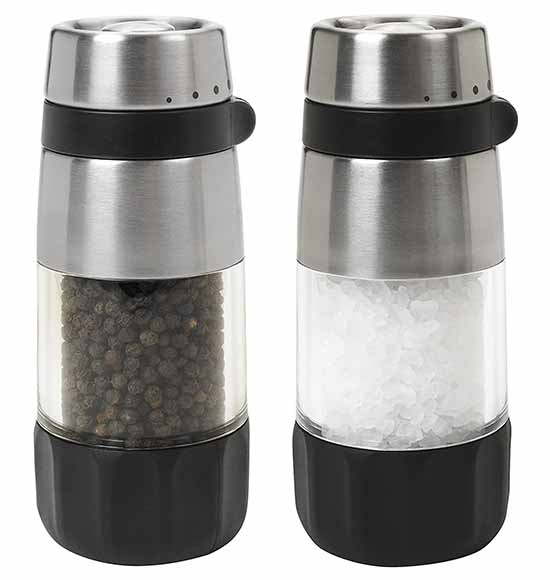 Kitchen Mama Electric Salt Pepper Grinder: One-Flip to Trigger Grinding, Battery Operated Refillable Automatic Mill Adjustable Coarseness - Black