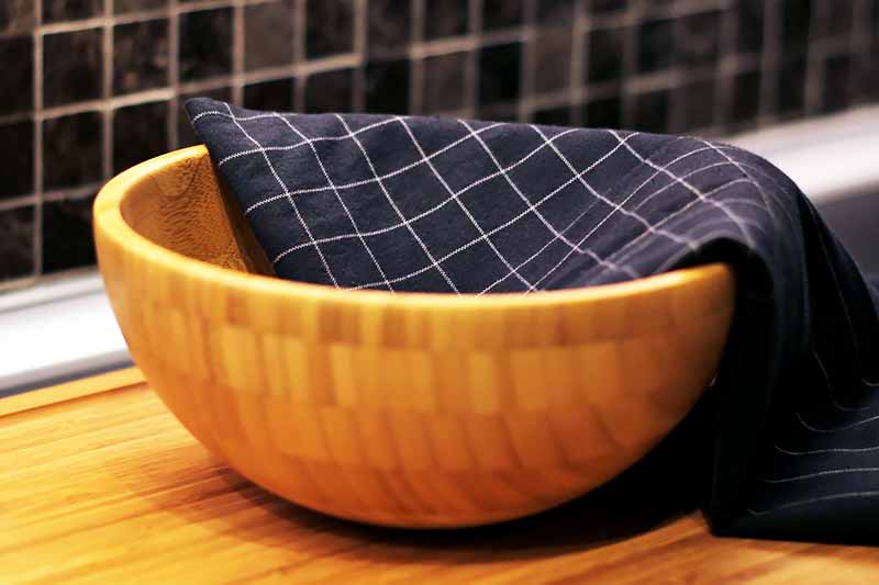 Horizontal image of drying a bamboo dish.