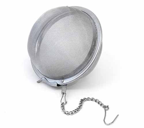 Image of a silver mesh tea infuser.