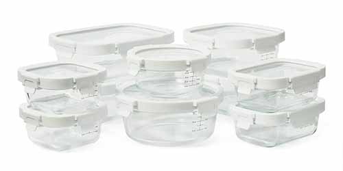 Image of a glass storage container set from Sur La Table, 20 pieces.