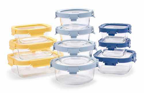 Image of a 20-piece set of glass storage containers from Sur La Table.
