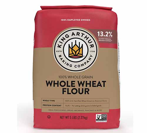 Image of King Arthur Baking Comapny 100% Whole Wheat Flour bag.