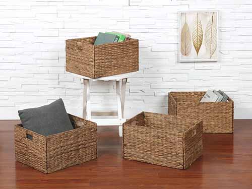 Image of a woven rattan wicker storage basket set.