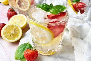 Strawberry, Lemon, and Basil Infused Water